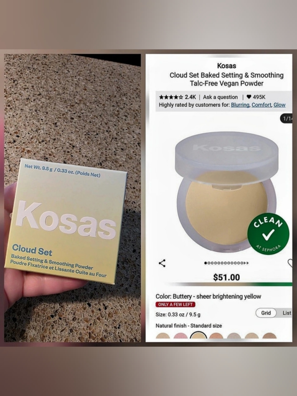 Kosas Cloud Set Baked Setting & Smoothing Powder Butter Yellow